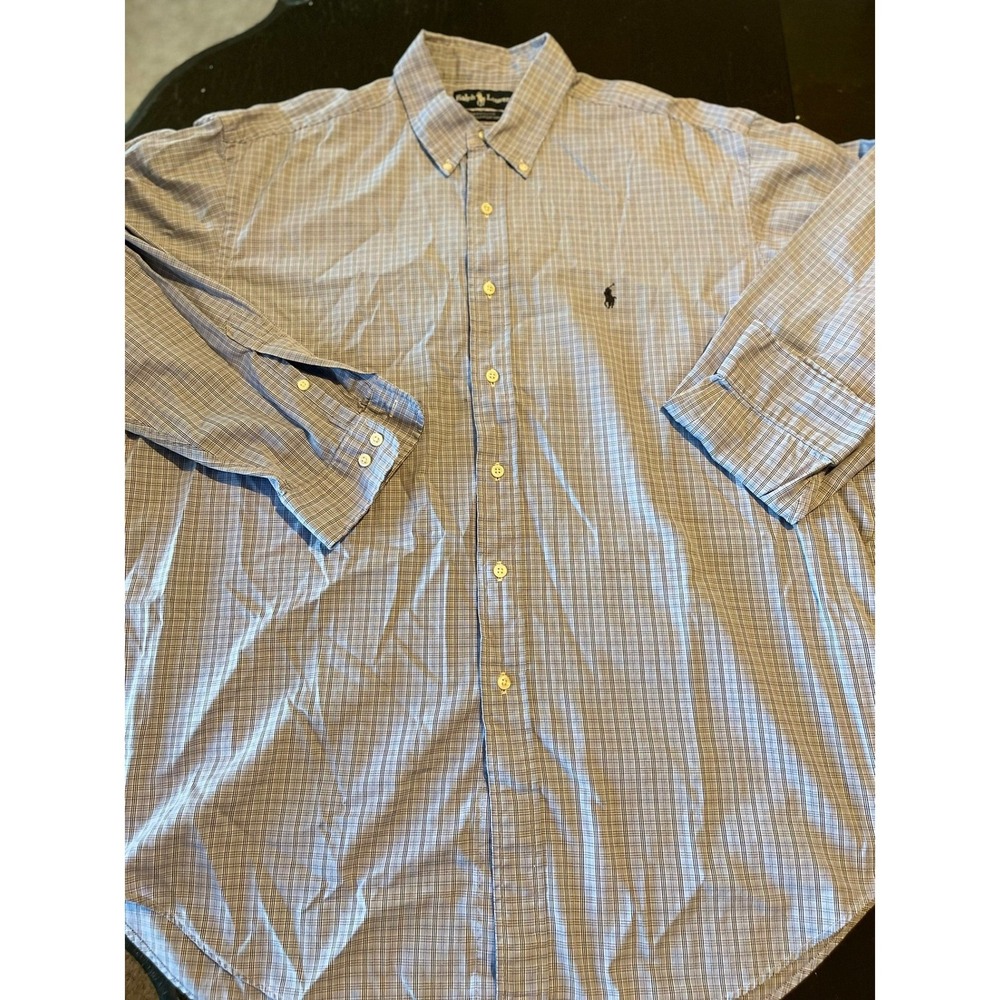 Ralph Lauren Blue Plaid Button Down Long‎ Sleeve Shirt Menswear
